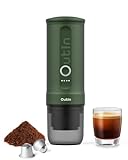 Outin Nano máquina de espresso eléctrica portátil con autocalentamiento de 3 a 4 minutos, mini cafetera pequeña de 20 bar, 12 V, 24 V, senderismo, oficina…