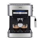 Wëasy KFX32 Maquina de Café Espresso Programable, 15 Tazas, Depósito de 1.6 litros, Presión Bomba 20 Bares, Brazo Doble Salida, Vaporizador, Superficie Calientatazas, Acero Inoxidable, Plata