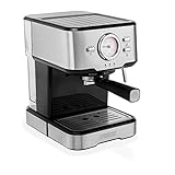 Princess 249415 Máquina de café Espresso, Compatible con cápsulas Nespresso, monodosis ESE y café molido, 1 o 2 tazas, 20 bares de presión, Depósito extraíble de 1.5L, con espumador de leche.